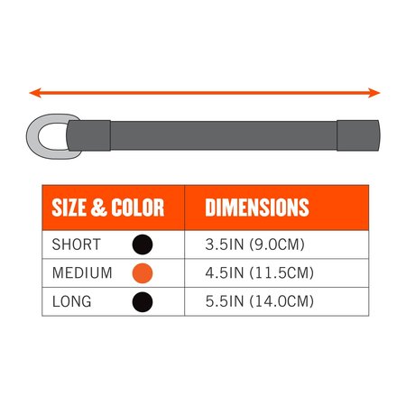 Ergodyne D-Ring Tool Tails, 5 1/2 in, 2 lb Weight Capacity, Black 3700-BULK
